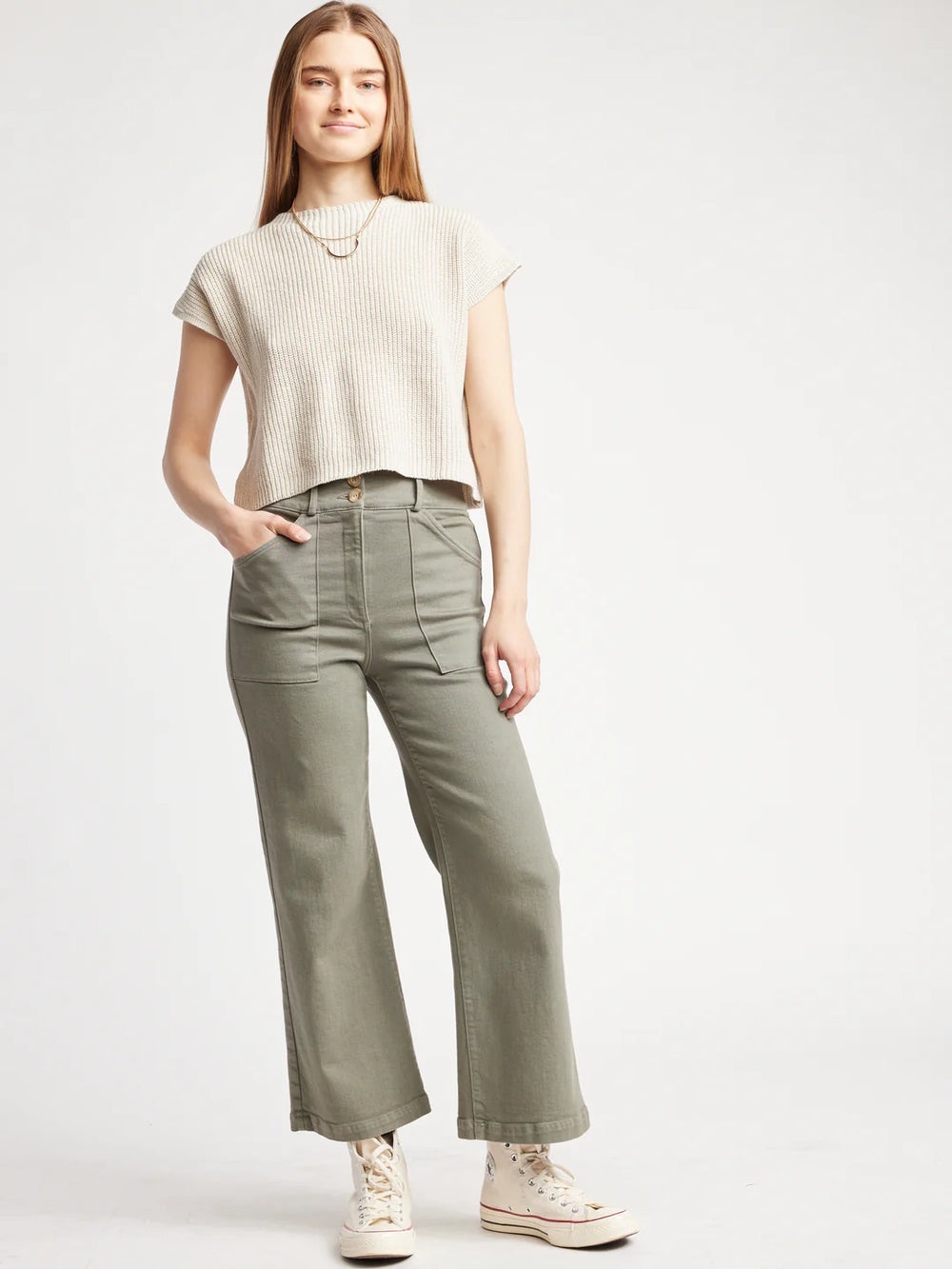 NWT SELF CONTRAST Aria Hi Waist Slacks.